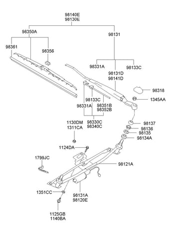 LINK ASSY-WINDSHIELD WIPER <br>98121-5H100, <br>981215H100, <br>98121 5H100 <br>(Original, New)