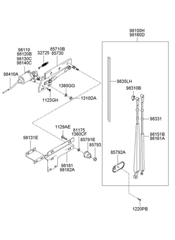 MOTOR & LINKAGE ASSY-W/SHLD WPRRH <br>98140-8A801, <br>981408A801, <br>98140 8A801 <br>(Original, New)