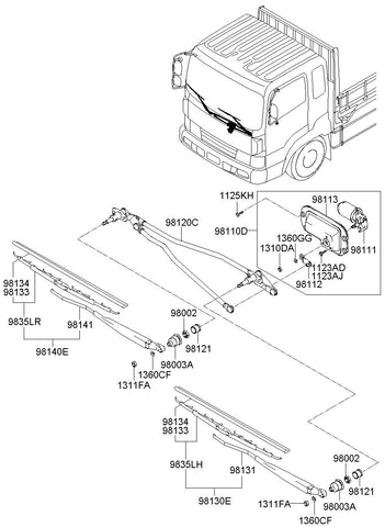 MOTOR ASSY-WINDSHIELD WIPER <br>98110-8R500, <br>981108R500, <br>98110 8R500 <br>(Original, New)