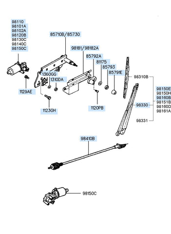 ARM & BLADE ASSY-FR WIPERRH <br>98160-8A400, <br>981608A400, <br>98160 8A400 <br>(Original, New)