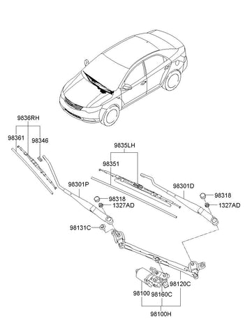 ARM ASSY-W/SHLD WPR(DRIVER) <br>98310-1M000, <br>983101M000, <br>98310 1M000 <br>(Original, New)