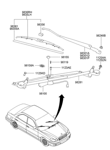 MOTOR ASSY-WINDSHIELD WIPER <br>98110-38500, <br>9811038500, <br>98110 38500 <br>(Original, New)