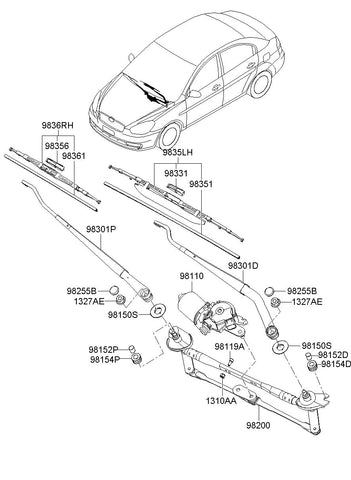 ARM ASSY-W/SHLD WPR(DRIVER) 98310-1G000 983101G000 98310 1G000