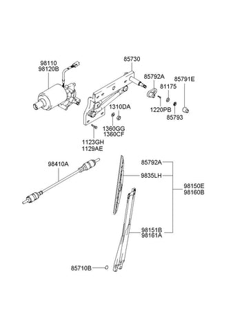 MOTOR ASSY-WINDSHIELD WIPERLH <br>98110-8C010, <br>981108C010, <br>98110 8C010 <br>(Original, New)