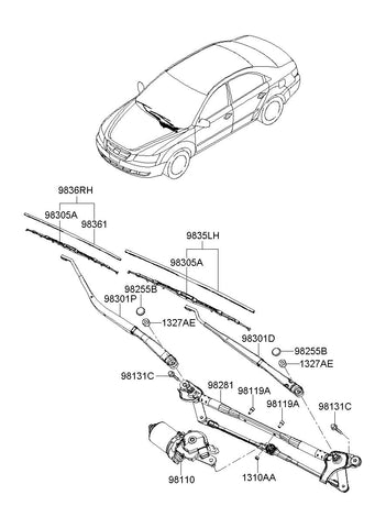 RUBBER ASSY-WIPER BLADE (DRIVE <br>98351-3K000, <br>983513K000, <br>98351 3K000 <br>(Original, New)