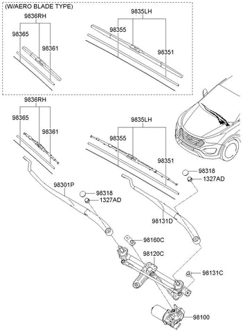 ARM ASSY-W/SHLD WPR(PASSENGER) 98321-B8000 98321B8000 98321 B8000