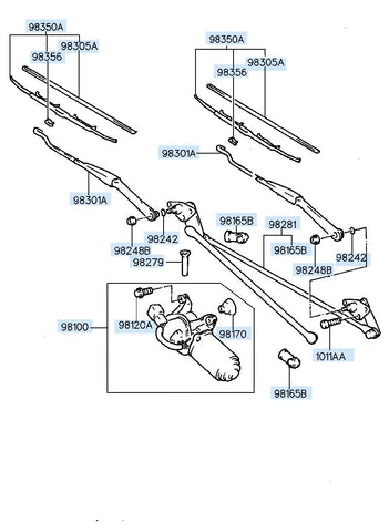 MOTOR ASSY-WINDSHIELD WIPER <br>98100-34050, <br>9810034050, <br>98100 34050 <br>(Original, New)