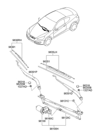 BLADE ASSY-WIPERPASSENGER <br>98360-2M010, <br>983602M010, <br>98360 2M010 <br>(Original, New)