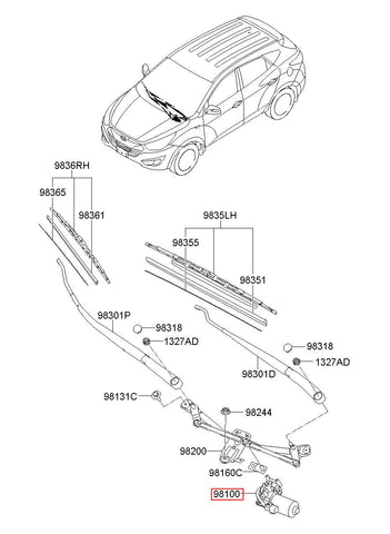 MOTOR ASSY-WINDSHIELD WIPER 98110-2S000 (Original, New)