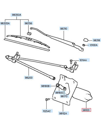 MOTOR ASSY-WINDSHIELD WIPER 98110-D3000 (Original, New)