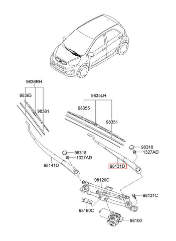 ARM-W/SHLD WPR,DRIVER 98311-1Y000 (Original, New)