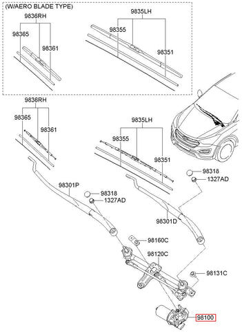 MOTOR ASSY-WINDSHIELD WIPER 98110-2W000 (Original, New)