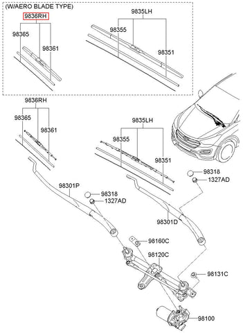 BLADE ASSY-WIPER,PS 98360-2W000 (Original, New)