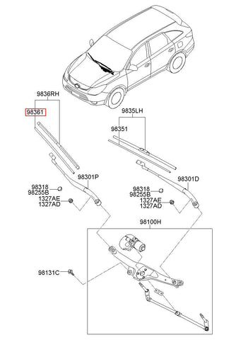 RUBBER ASSY-WIPER BLADE (PASSE 98361-3J100 (Original, New)