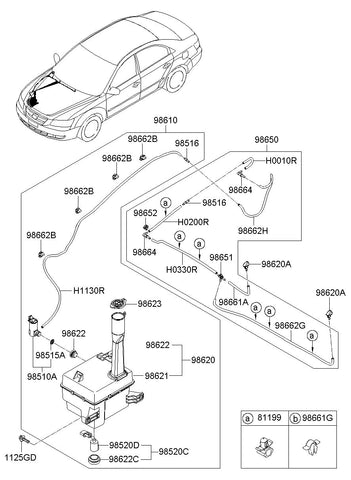 RESERVOIR & PUMP ASSY-WASHER <br>98610-3K201, <br>986103K201, <br>98610 3K201 <br>(Original, New)