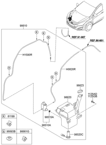 RESERVOIR & PUMP ASSY-WASHER <br>98610-3Z300, <br>986103Z300, <br>98610 3Z300 <br>(Original, New)