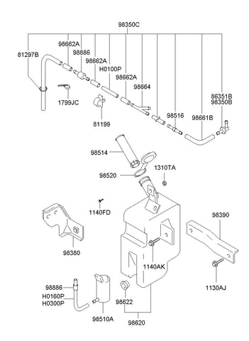 RESERVOIR ASSY-W/SHLD WASHER <br>98310-5H201, <br>983105H201, <br>98310 5H201 <br>(Original, New)