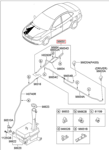 HOSE ASSY-W/SHLD WASHER 98650-2H000 (Original, New)