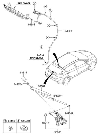 MOTOR & LINKAGE ASSY-REAR WPR <br>98700-A7000, <br>98700A7000, <br>98700 A7000 <br>(Original, New)