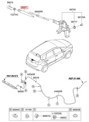 ARM ASSY-RR WIPER 98815-A4000 (Original, New)