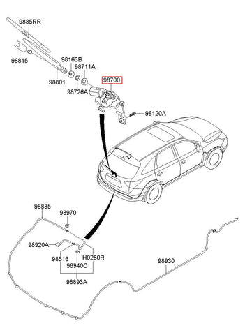 MOTOR & LINKAGE ASSY-RR WIPER 98700-3J000 (Original, New)