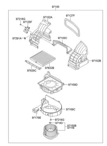 MOTOR & FAN ASSY-A/C BLOWER <br>97113-1M001, <br>971131M001, <br>97113 1M001 <br>(Original, New)