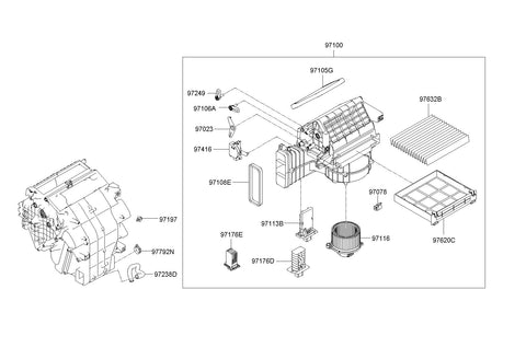 ACTUATOR-INLET DOOR <br>97124-3K500, <br>971243K500, <br>97124 3K500 <br>(Original, New)