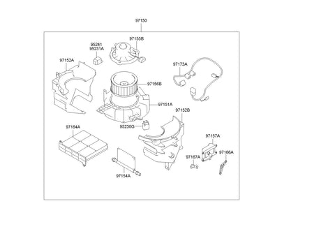 MOTOR ASSY-BLOWER <br>97155-5H001, <br>971555H001, <br>97155 5H001 <br>(Original, New)