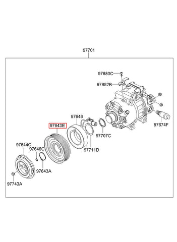 PULLEY ASSY-A/C COMPRESSOR 97643-2H240 (Original, New)