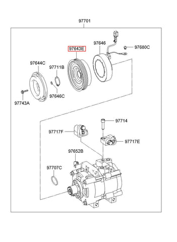 PULLEY ASSY-A/C COMPRESSOR 97643-3A670 (Original, New)