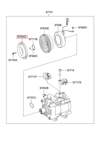 DISC & HUB ASSY-A/C COMPRESSOR 97644-3A570 (Original, New)